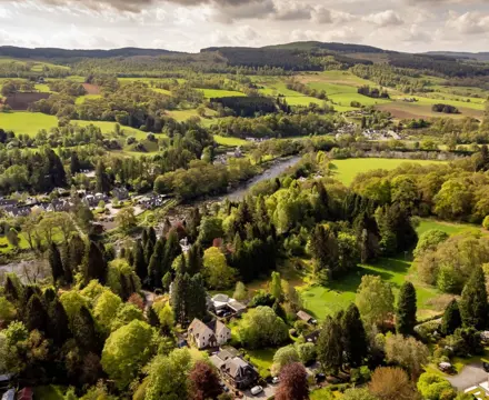 Strathtay House offers prime location and gorgeous gardens: Strathtay House Aerial View (Large)